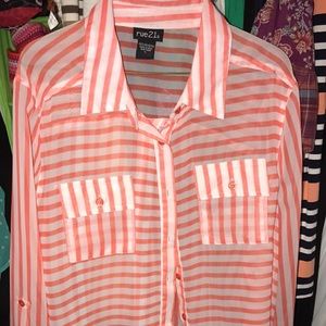 Rue 21 button up striped blouse
